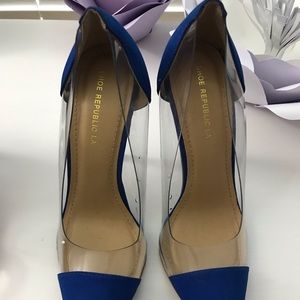 Cobalt blue clear pumps